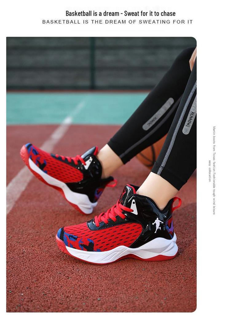 Jungen rutschfeste atmungsaktive Netz-Basketball- & Trainingsschuhe