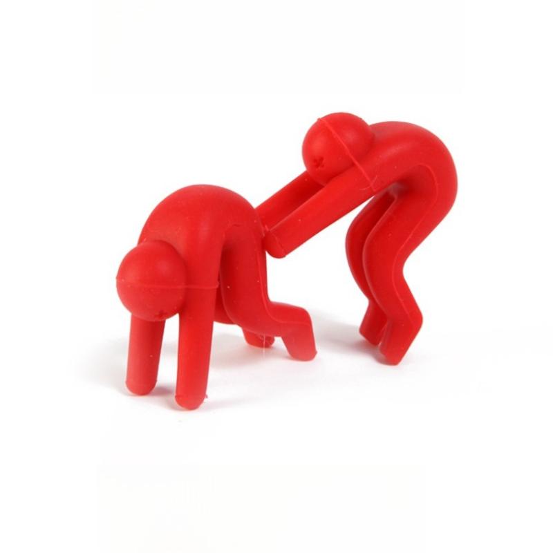 2 stuks Kleine Man Deksel Lifter Spatbestendig Siliconen Keukenpan Deksel Verhoger Voorkomt Soep Overkoken Pan Pan Decoratie Keukengerei rood