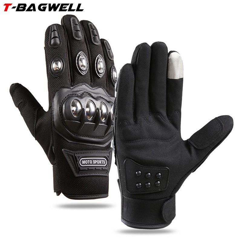 Locomotive gloves men's fitness sports touch screen non-slip outdoor riding protection touch screen stainless steel shell full finger