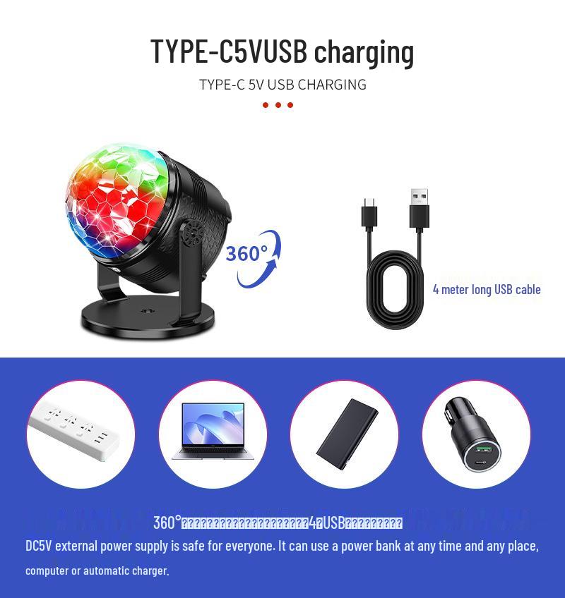 Rotating Colorful LED Crystal Disco Ball Stage Light