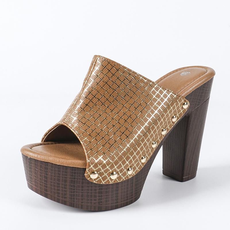 Moda Liyke Stile Punk Ciabatte Piattaforma Chunky Donna Borchie Metalliche Pelle Estive Open Toe Scarpe Sandali Tacco Alto Spesso Taglia 36-43