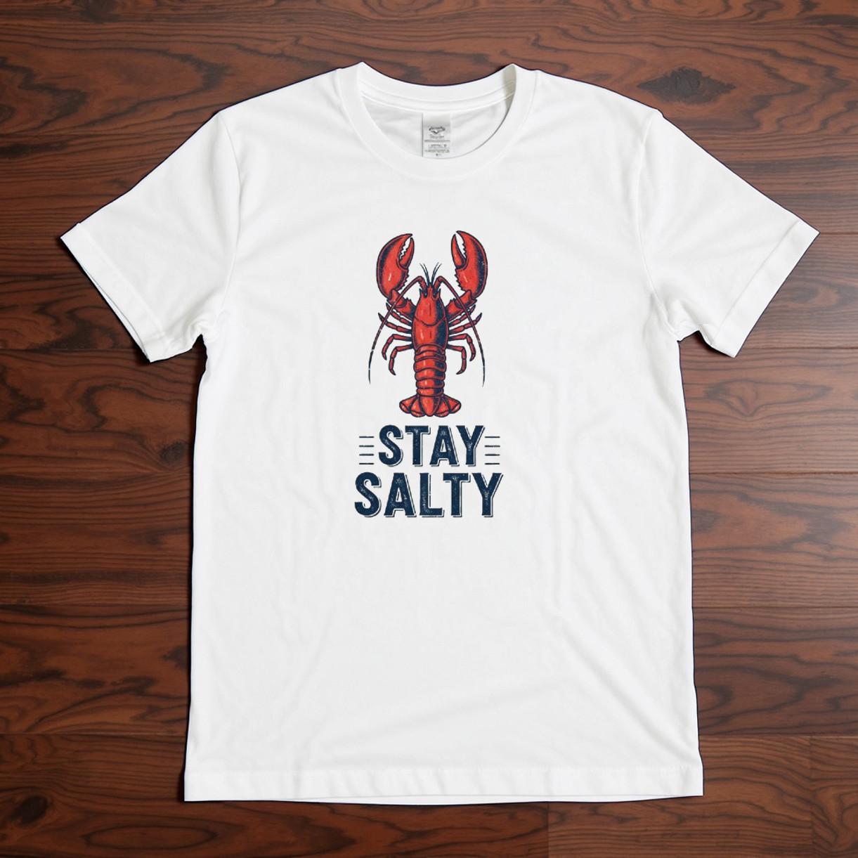 Stay Salty Lobster T-shirt | Funny Seafood Pun Tee | Nautical Coastal Apparel | XXL