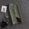 Autumn Winter High Waist Bodycon Vintage Suede Split Thick Stretchy Skirts Women Skirts Suede Solid Color Pencil Skirt