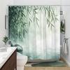 1pc Tranquil Stream with Willow Branches and Smooth Rocks Shower Curtain - Polyester Fabric with Hooks Machine Washable