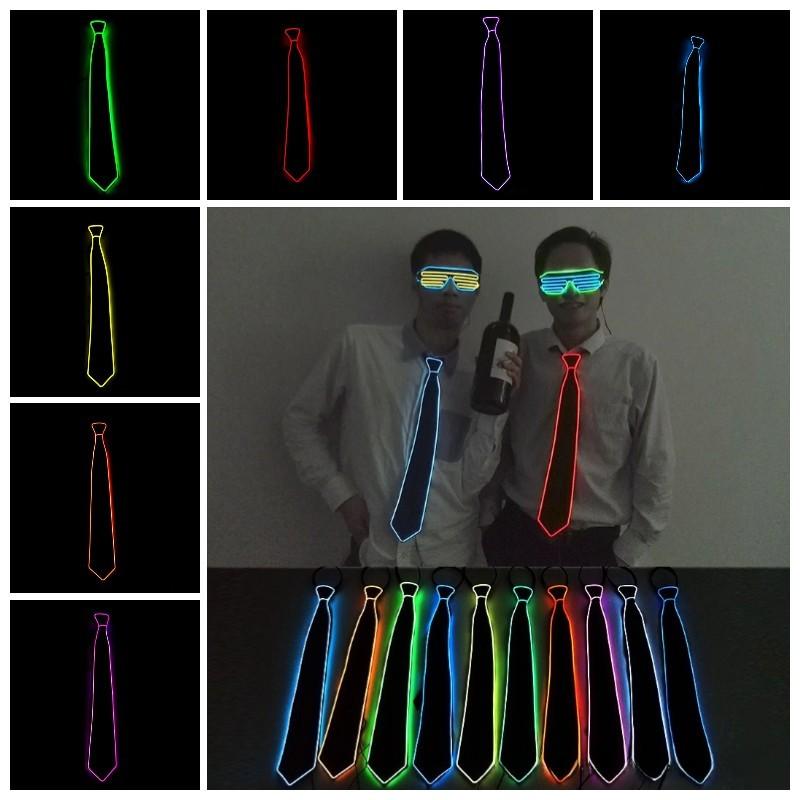 Led Glow Tie Vibrant Colorful Light-up Tie For Parties Bars And Ktv Events