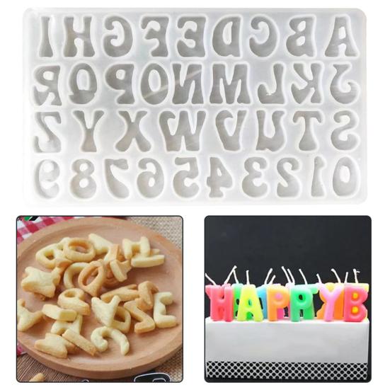 Fondant Mold Food Grade Easy-Demoulding 3D Modelling Non-stick Temperature-resistant DIY Making Reusable English Alphabet A-Z Epoxy Resin Silicone