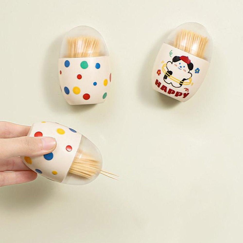 2pcs Oval Shape Toothpick Storage Case Plastic Toothpick Holder Magnet Toothpick Box  for Household