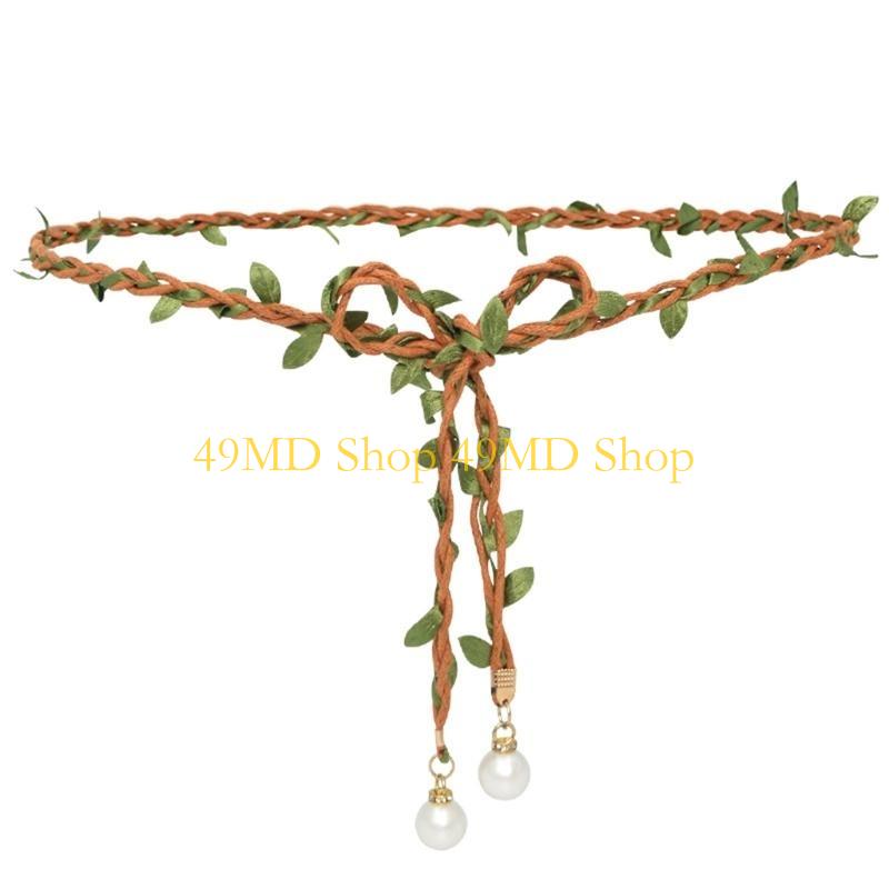 49MD Handmade Woven Styles Waist Rope Ethnic Styles Thin Waistband Beaded Belts