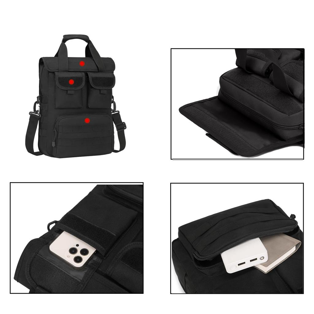 ArcEnCiel Mensageiro Militar B5 Ombro Tático para Exterior e Negócios Preto Bolsa Masculina, Vertical, Pesada, Capacidade, Bolsa, Bolsa de Mão, Pasta,