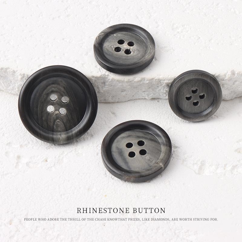 5pcs Round Edge Horn Laser Gray White Buttons High-End Coat Trench Coat Four-Eye Buttons Formal Suit Jacket Buttons