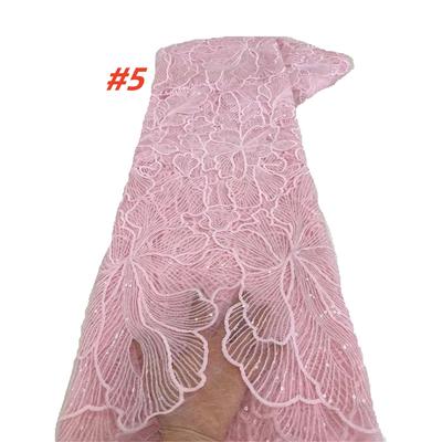 African Sequins Lace French Tulle Lace Fabrics Pink 2025 Women Fashion Embroidery Nigerian Mesh Lace Fabric For Wedding Party