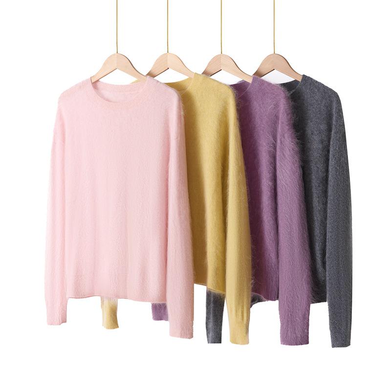 Autumn/Winter Women's Cashmere Silk Blend Velvet Base Layer Sweater