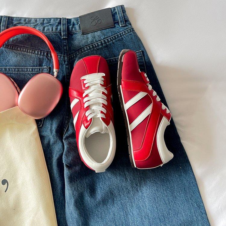 Small Square-headed Zebra Shoes, New Sports and Leisure Color Matching In Summer 2025, Red German Training Shoes, Women's Foreign Trade Large Size