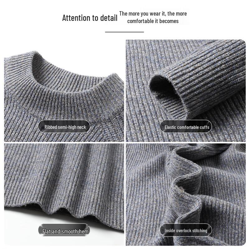 SHANSHAN Men's 550G Heavy Pure Wool Knit Sweater