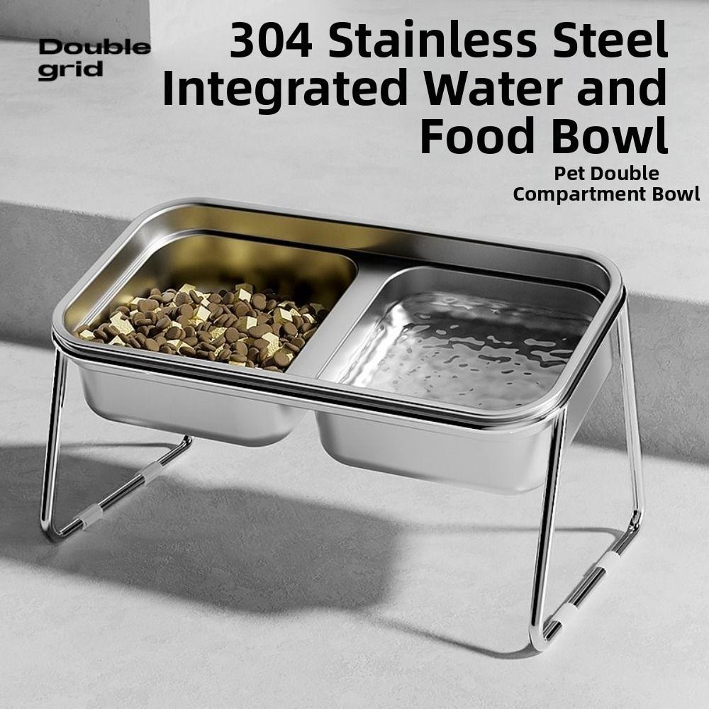Anti Slip Pet High Footed Bowl Stainless Steel Pet Water Feeder Container  Wet Dry Food