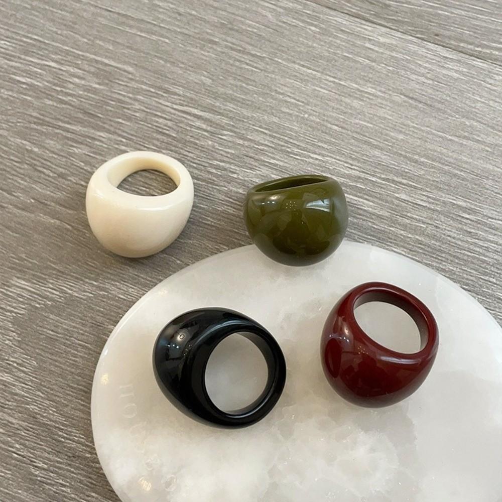 Multicolour Transparent Resin Ring Dome Irregular Ring Retro Acrylic Geometric Ring  Girls