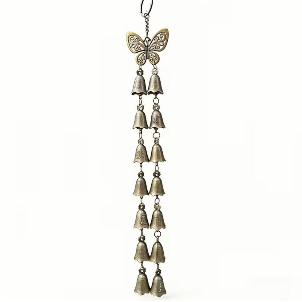 Handmade Butterfly Double Row Bell Vintage Wall Mounted Wind Chime Hanging Wind Chime Wall 17inch