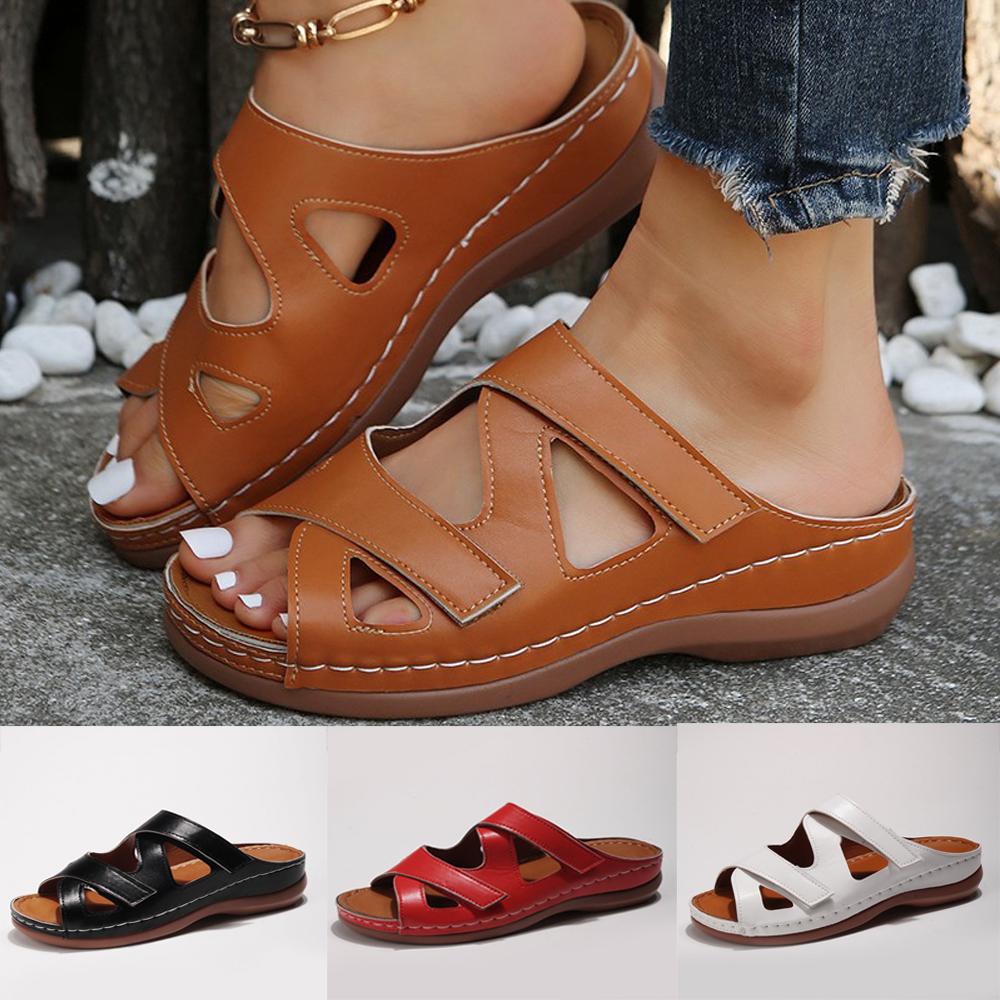 2023 Summer New Roman Sandals Casual Wedge Slippers Hollowed Out Fashion Breathable Women's Shoes