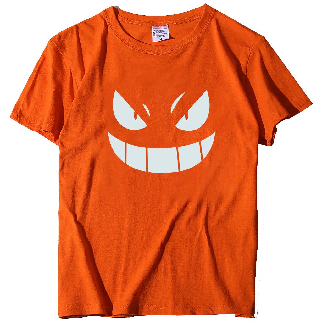Unisex European-American Plus Size T-shirt with Evil Funny Face Art Print