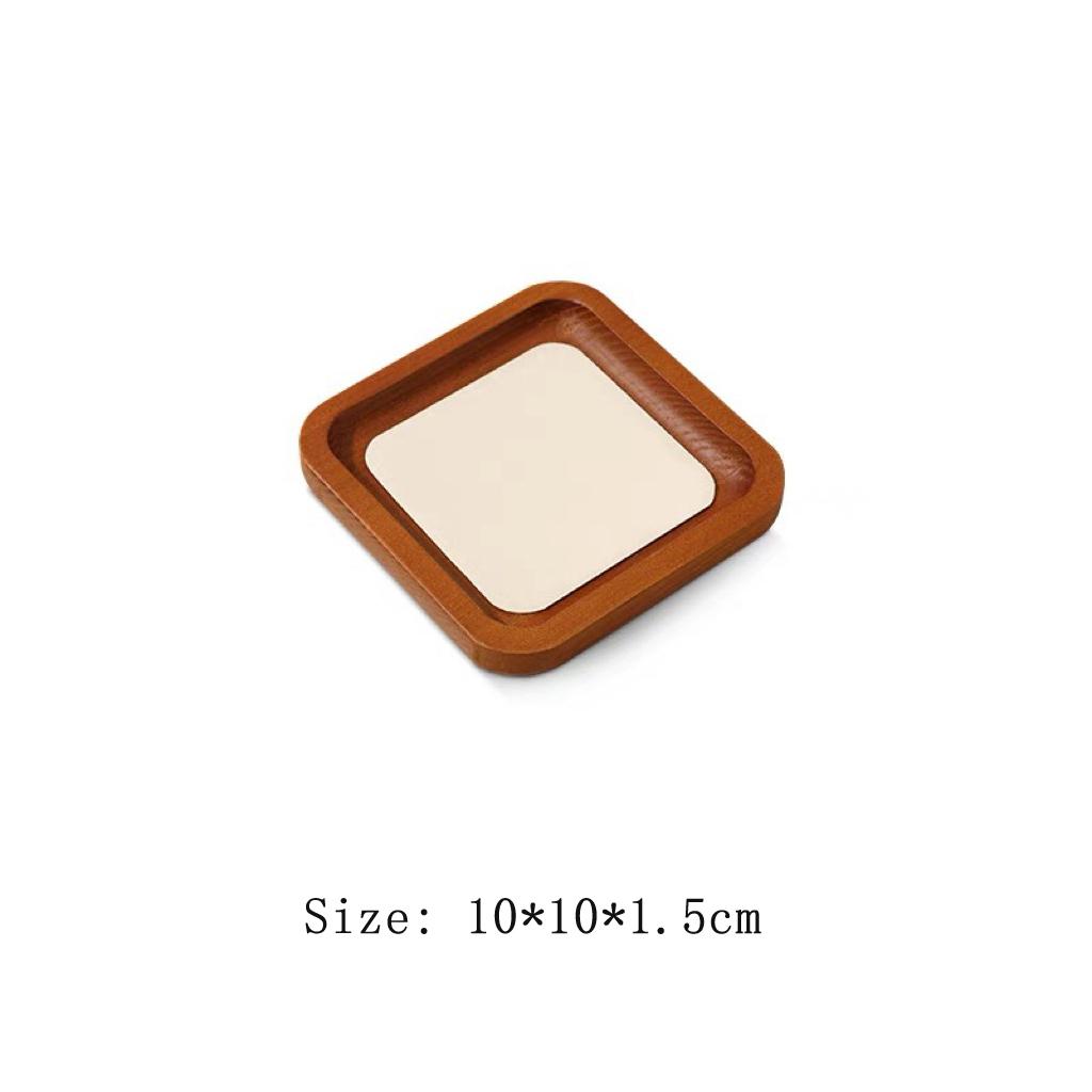 HeMu Wooden Microfiber Velvet Cloth Multi-purpose Rounded Corner Empty Tray Viewing Pallet Jewelry Display Storage Tray