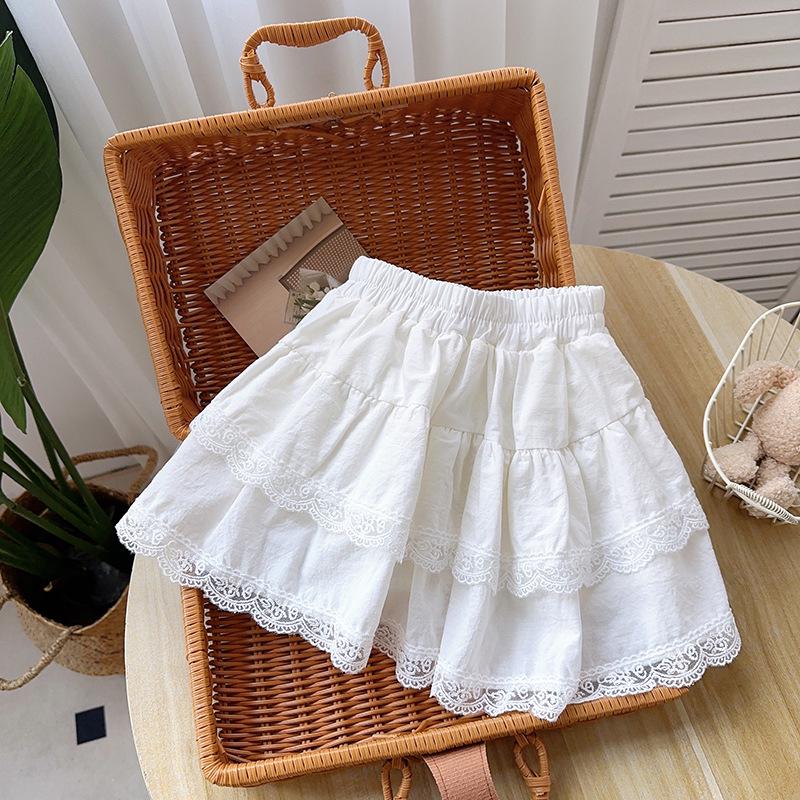 Korean Sweet Lace White Layered Midi Skirt - Spring/Summer Arrival Size 90 покинуть белый