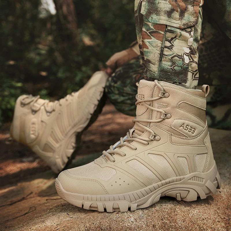 Fashion New Hot Sale Men's Boots High Top Outdoor Desert Tactical Hiking Shoes Breathable Mountain Climbing Trekking Shoes