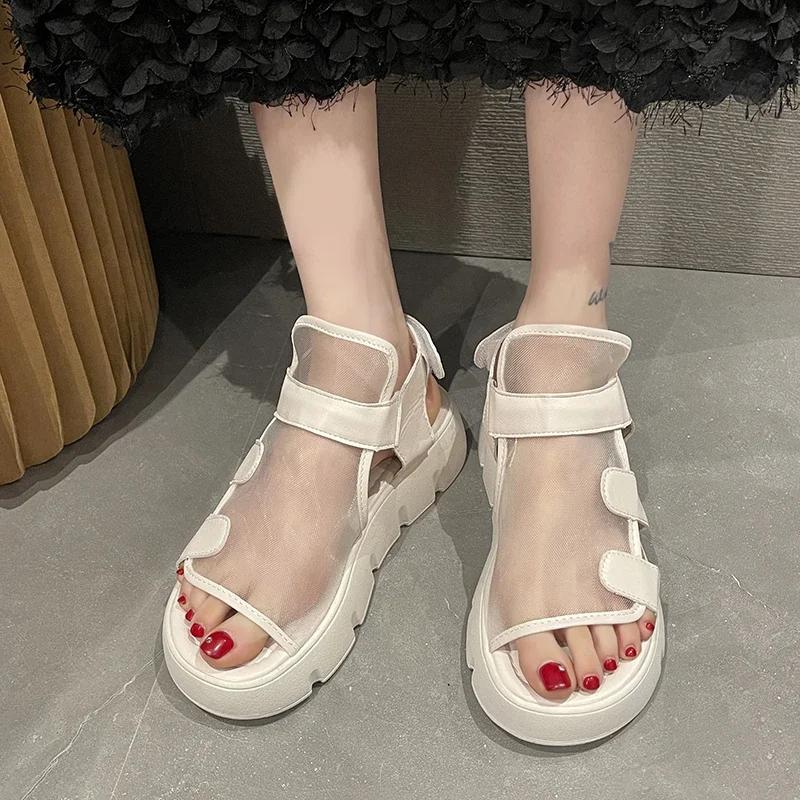 Women's Sandals 2024 Summer Fashionable Breathable Flat Sandals Comfort Simple Versatile Ladies Platform Shoes Zapatos De Mujer