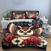 Owl Floral Art Decor Set Bedding Set with 1 Duvet Cover 2 Pillowcases Single Double King Queen, Gift