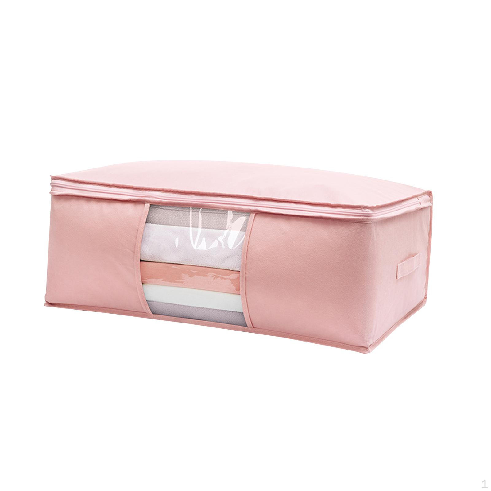 

Clothes Storage Bin Quilt Bag Breathable Decorative Large Duvet Bags Organizer Blanket Cube Pink L