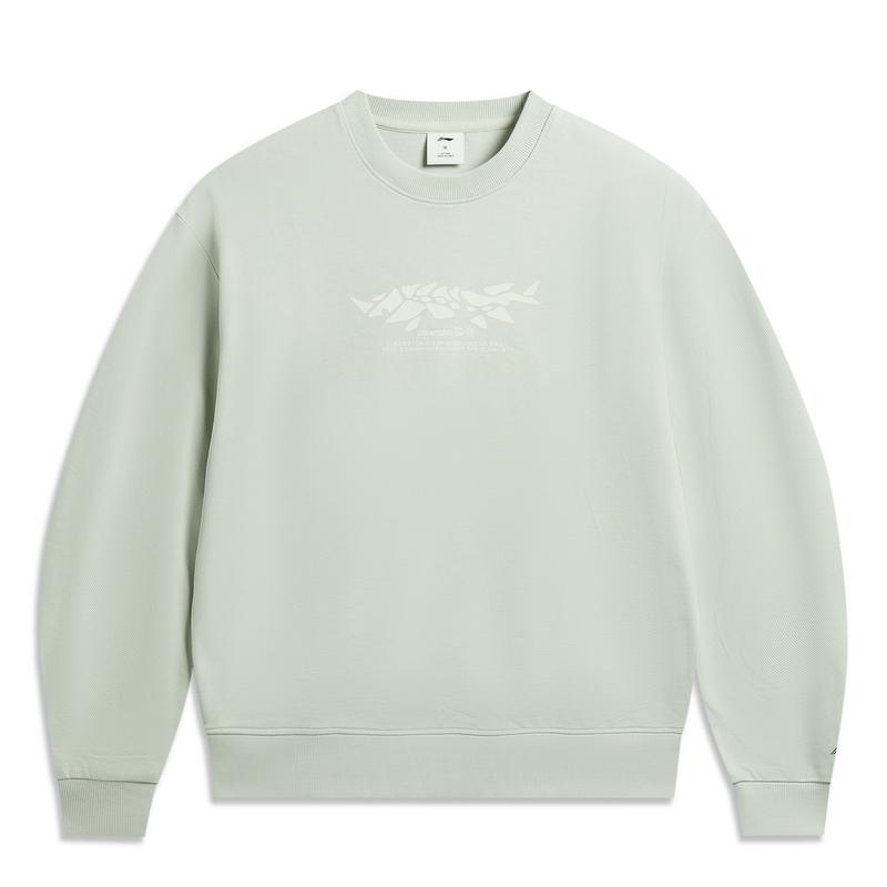 

Li Ning Outdoor CF Soft Absorbent Plush Warm Loose Crewneck Sweatshirt Unisex sweatshirt Jade-Green AWDW171-3 3XL