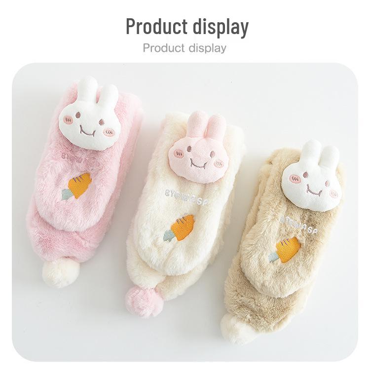 Dziecięcy Pluszowy Szalik z Kreskówkowym Królikiem: Wiatroodporny komin jesienno-zimowy