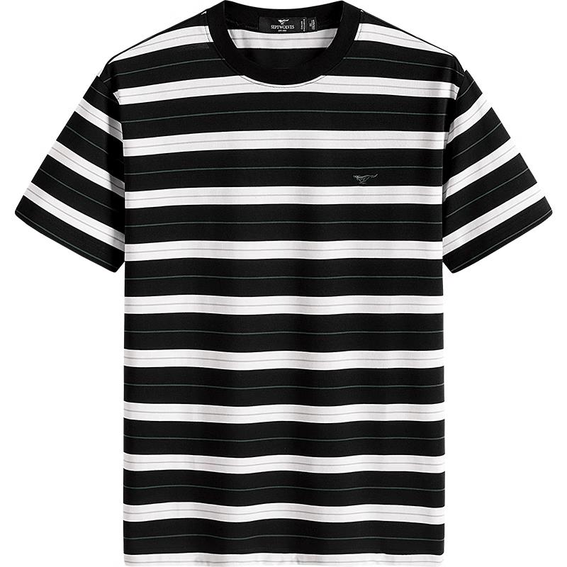 Septwolves Men s Striped Embroidered Short Sleeve T-Shirt 175/92A
