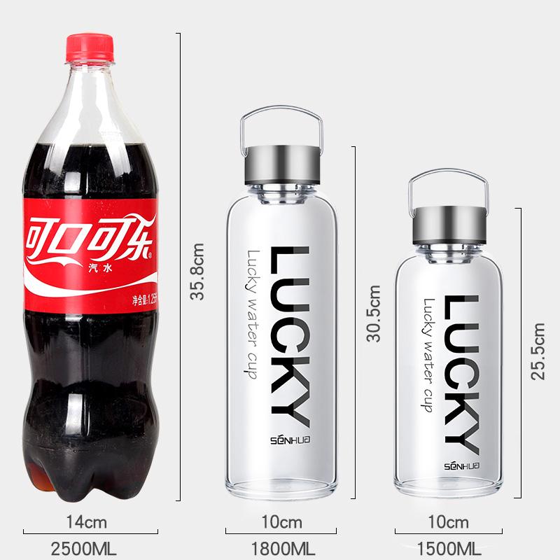 Large Capacity Glass Cups Portable Tea Milk Coffee Glass Drinks Cup With Lid And Lifting Ring Transparent Drinking Water Cup