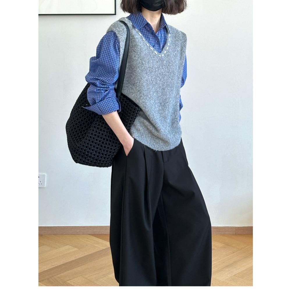 DIMANAF 2025 Svetry Plus Size Jednobarevná vesta Podzim Knoflíky Dámské Vyšívaný potisk O-výstřih Svetry Pletený svetr