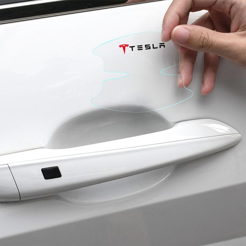 8Pcs Transparent Car Door Handle Bowl Anti Scratch Protective Sticker For Tesla Model 3 S X Y Style Roadster Invader Coil Mod WYE K80