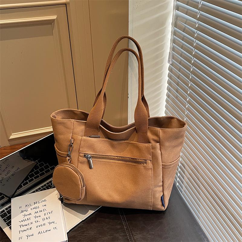 Versatile Women's Large Canvas Tote - Fashionable Mother-Child Casual Shoulder Bag for School & Commute