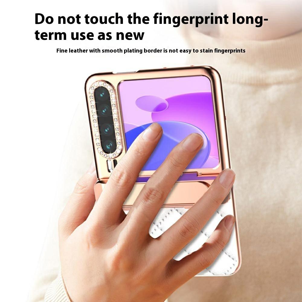 For Huawei Pura X Case with Kickstand Hinge Protection Rhombic Pattern PC+PU Phone Cover