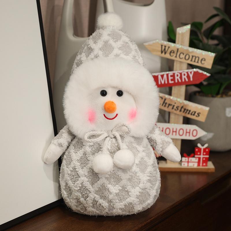 Kawaii 35CM Dress Up Snowman Plush Toy Lovely Christmas Snowman Plushie Doll Surprise Xmas Home Decoration Gift