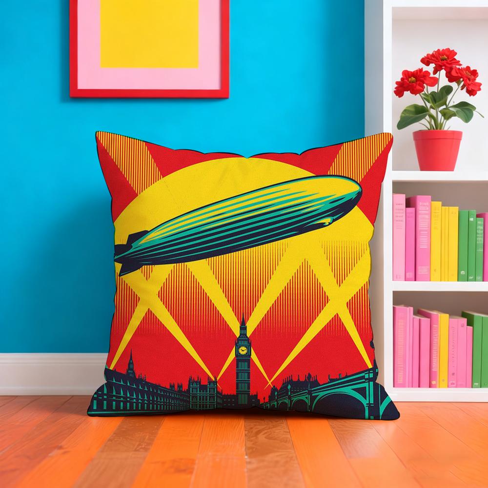Band Rock L-Led Z-Zeppelins Cushion Cover Plush Fabric Soft Double-Sided Printed Sofa Warm Winter Home Gift Pillow Case