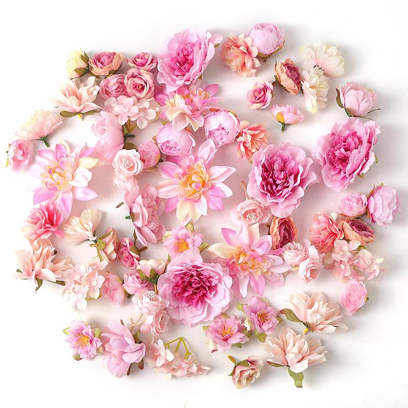 1bag Vintage Silk Rose Artificial Flowers for Home Room Wedding Decoration DIY Hair Accessory Corsage Craft Kit Fake Flowers