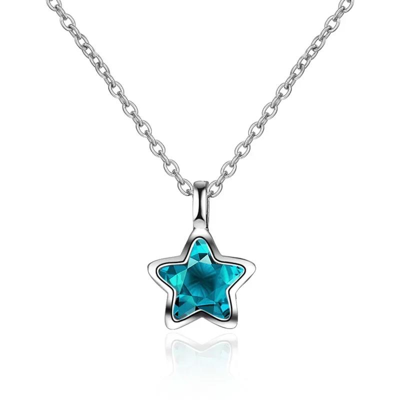 

SAIYE S925 Sterling Silver Necklace Star Pendant Crystal Elegant Jewelry Jewelry Gift Holiday Gift (40cm+3.5cm) біле золото кольору