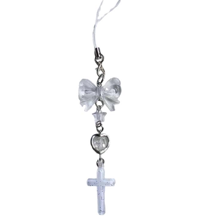 Heart Cross Bead Hanging Pendant Phone Strap Cute Bag Decoration for Girls