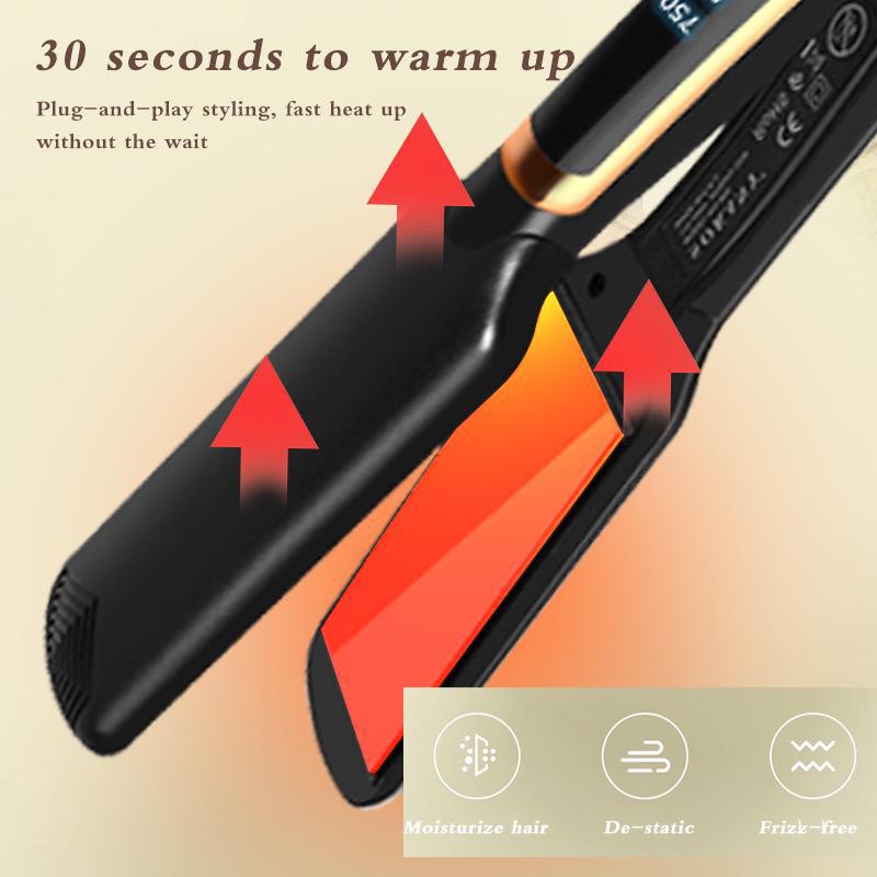 LCD Display Curling and Straightening Iron for Hair Styling