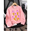 European Sizes Kids' Crewneck Sweatshirt - Pink Ice Cream Cone with Heart And , Sportswear And Casual Wear, Soft And Comfortable, Clothing