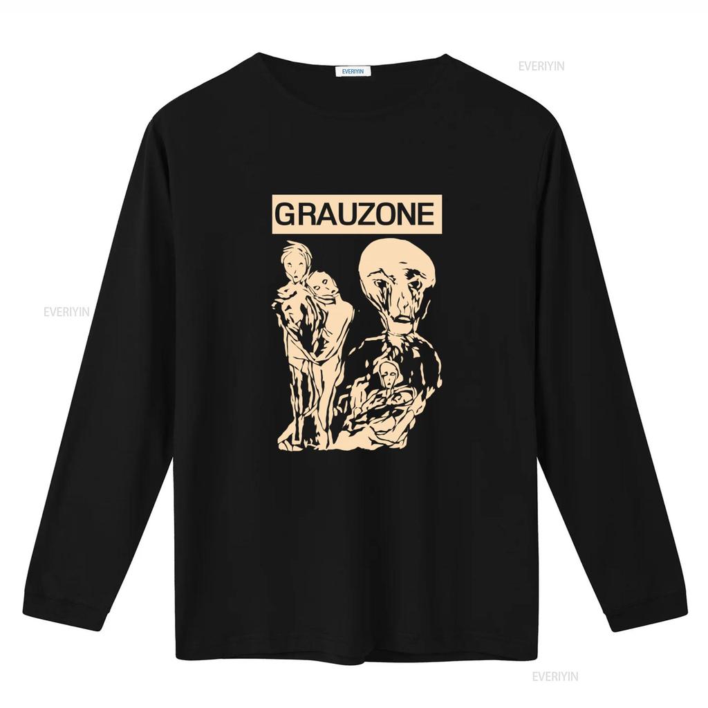 Grauzone Band Vintage Art Print Cotton T Shirt Retro Style Black Sizes S 4XL vintage Washed Top For Everyday Wear streetwear