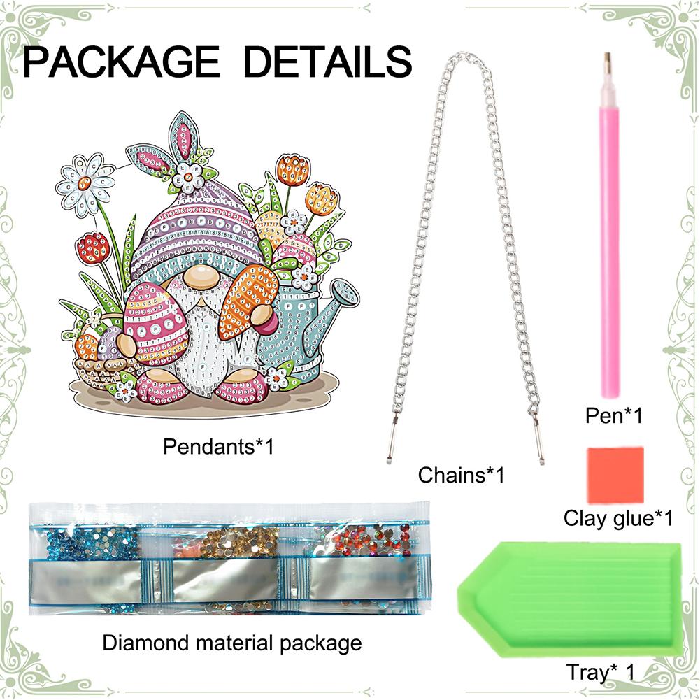 Special Shape Easter Rabbit Wreath 5D DIY Diamond Painting Dots Pendant DIY Diamond Art Pendant Kit Diamond Painting Ornaments