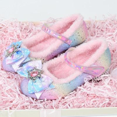 Chaussures à Talons Hauts Arc-en-ciel en Cuir pour Filles avec Semelle Souple et Doublure en Velours pour l'Automne/Hiver