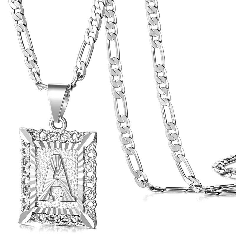 European and American style simple square 26 letter pendant necklace women's personality high-end design jewelry