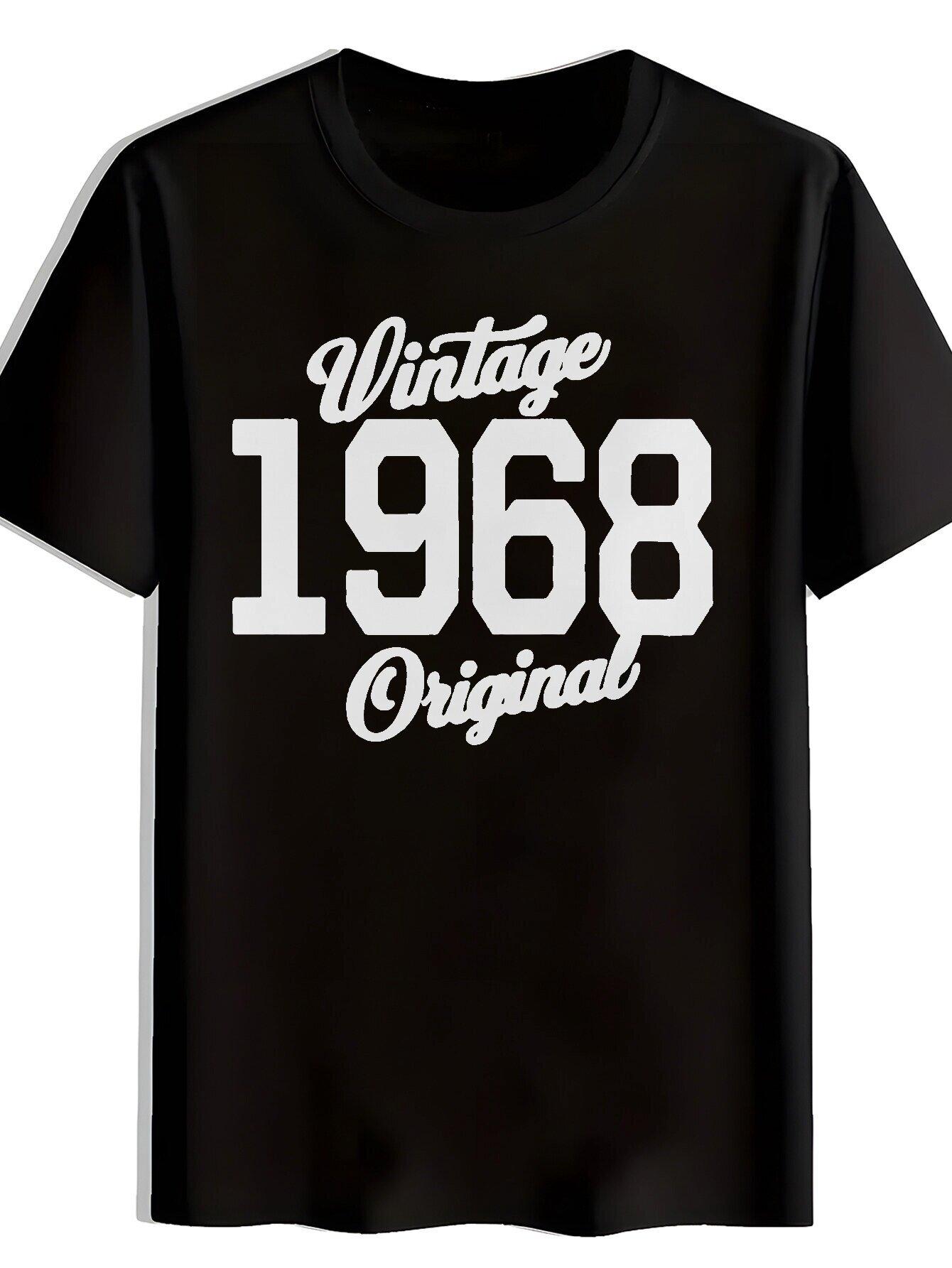 

Vintage 1968 Graphic T-shirt - Black Casual Crew Neck Polyester Tee XXXXL