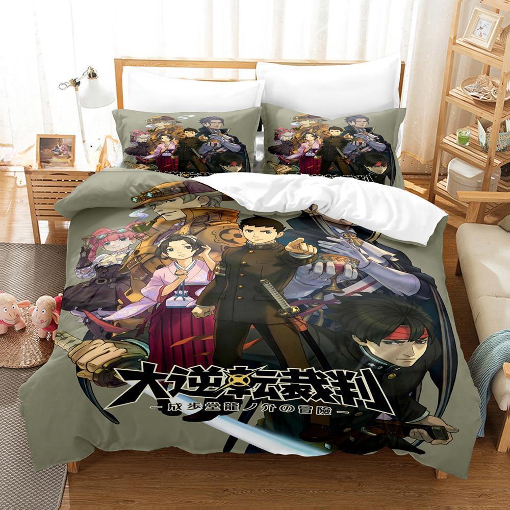 New Anime Gyakuten Saiban Bedding Set Single Twin Full Queen King Size Bed Set Adult Kid Bedroom Duvet cover Sets Home Textiles